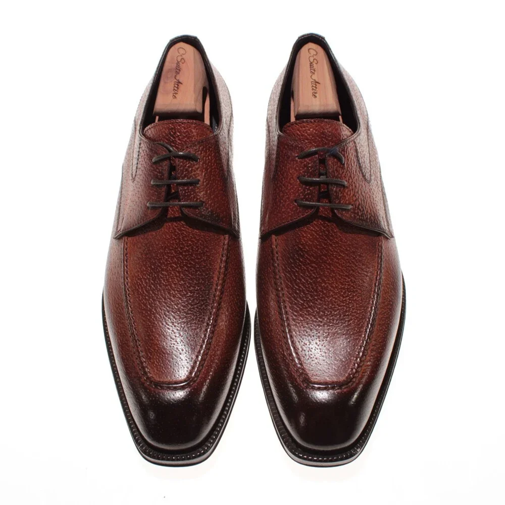 Di Bianco NWB Derby Dress Shoes Size 42.5 (US 9.5) in Brown Peccary Leather